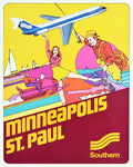1970s Southern Airways Minneapolis Travel Poster Print