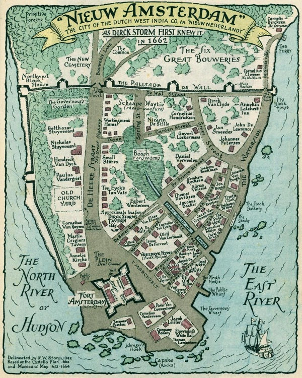 1662 Map of New Amsterdam Print