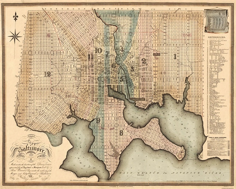 1822 Map of Baltimore Print