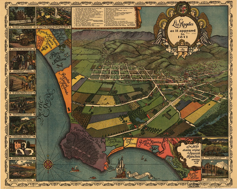1871 Panoramic Map of LA Print