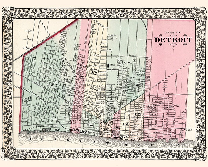 1877 Plan of Detroit Print – Shop City Merch