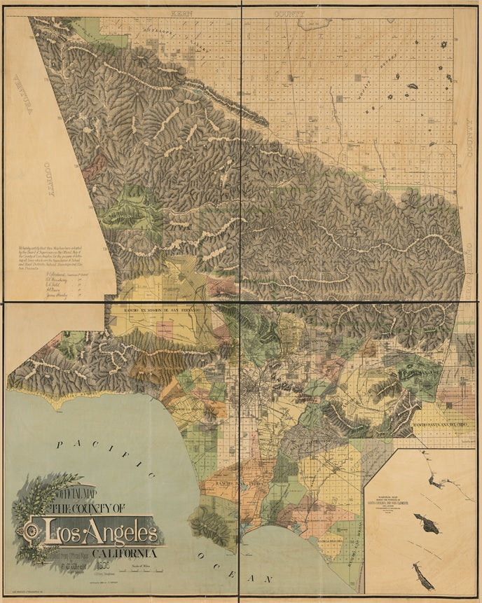 1898 Map of Los Angeles County Print