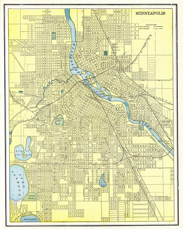 1898 Map of Minneapolis Print