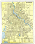 1898 Map of Minneapolis Print