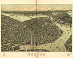 1899 Pictorial Map of Boston Print