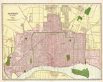 1911 Map of Detroit Print