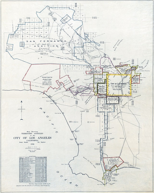 1916 Los Angeles Annexations Map Print