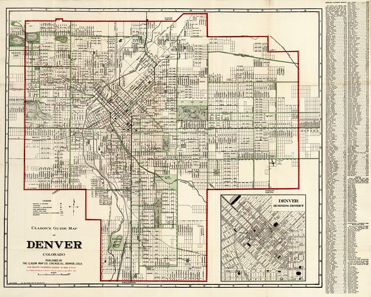1920 Map of Denver Print