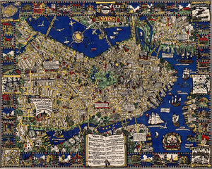 1926 Pictorial Map of Boston Print