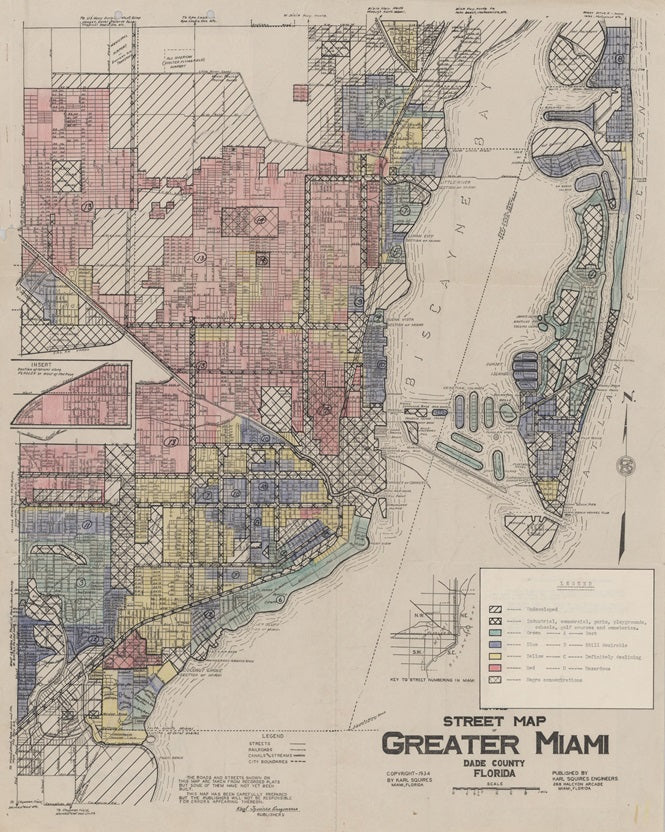 1934 Map of Miami Print