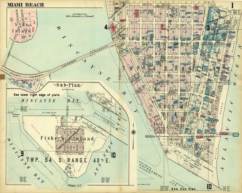 1936 Map of South Beach Print