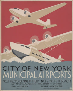 1937 City of New York Municipal Airports Poster Print