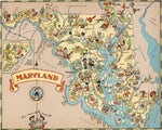 1938 Pictorial Map of Maryland Print