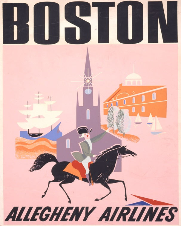 1950s Allegheny Airlines Boston Travel Poster Print