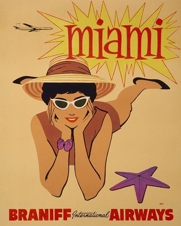 1950s Braniff Miami Poster Print