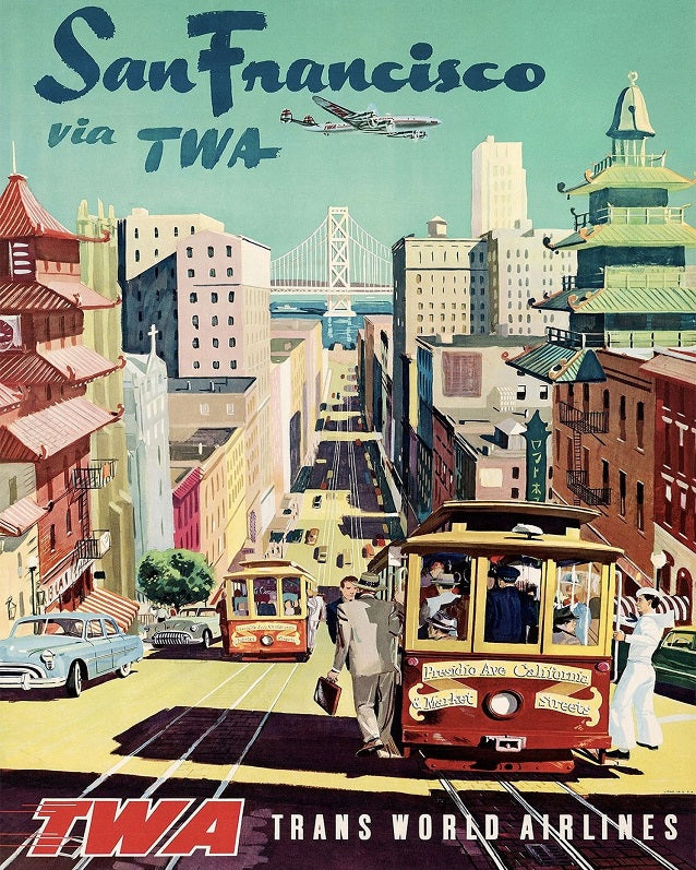 1950s San Francisco TWA Travel Poster Print