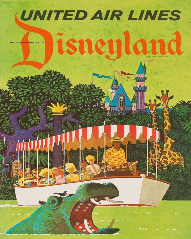 1950 United Air Lines Disneyland Poster