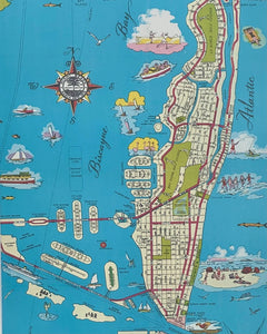 1951 Pictorial Map of Miami Beach Print