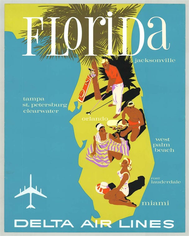 1960 Delta Air Lines Florida Poster Print