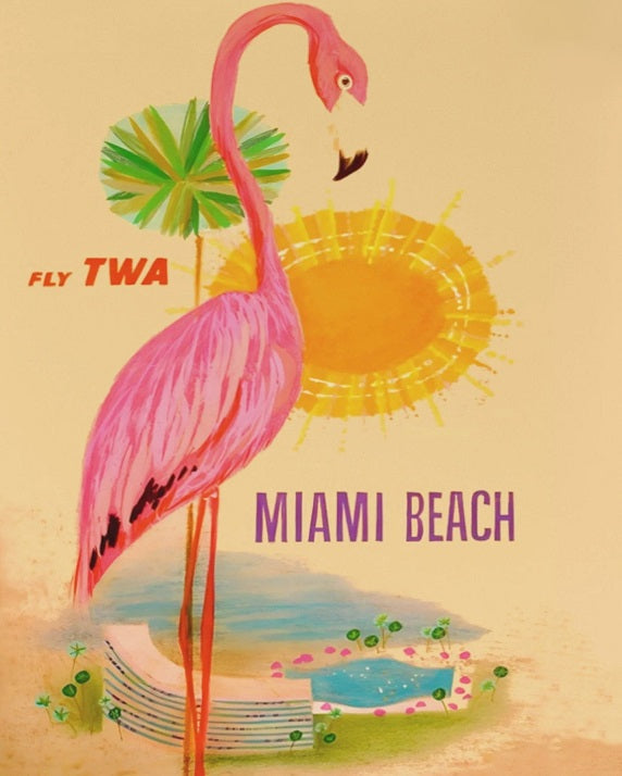 1960s Miami Beach TWA Travel Poster Print