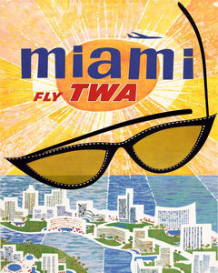 1960s TWA Miami Travel Poster Print