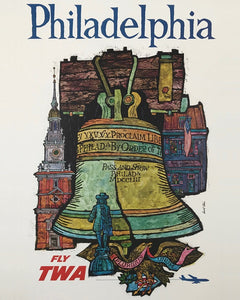 1960s Philadelphia TWA Travel Poster Print