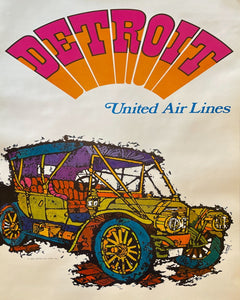 1969 United Air Lines Detroit Poster Print