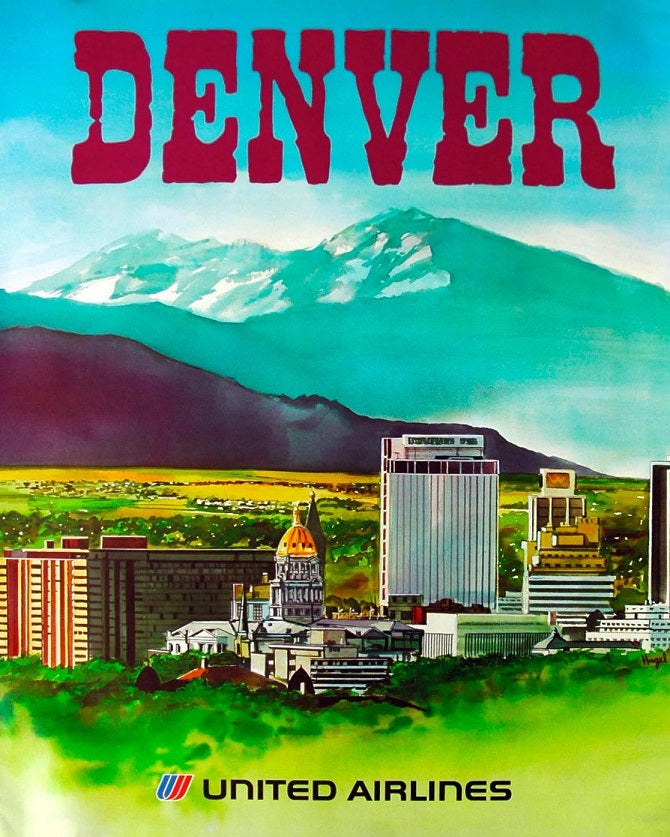 1970s United Denver Travel Poster Print