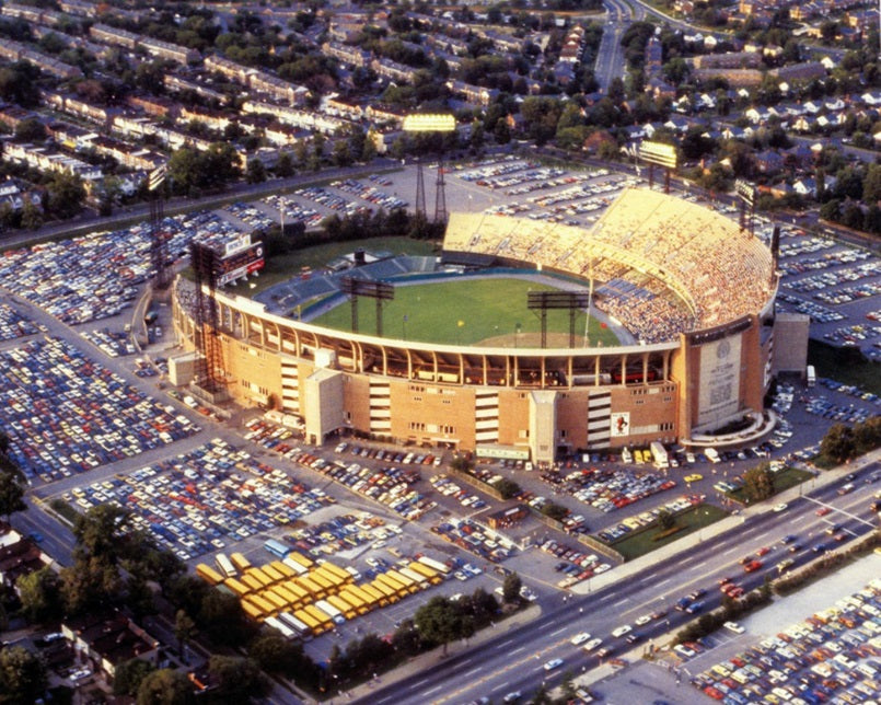 Aerial view of Memorial Stadium 1980s Print