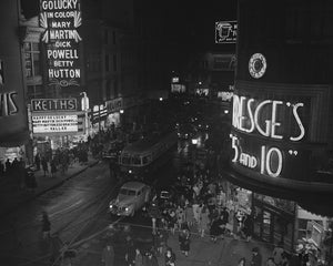Baltimore's Shopping District at Night 1943 Print