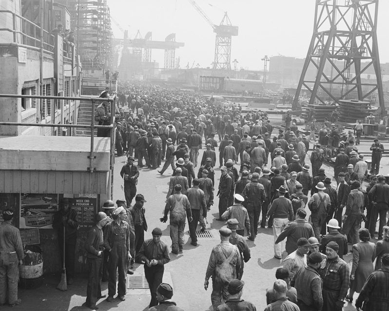 Bethlehem Fairfield Shipyards Shift Change 1943 Print