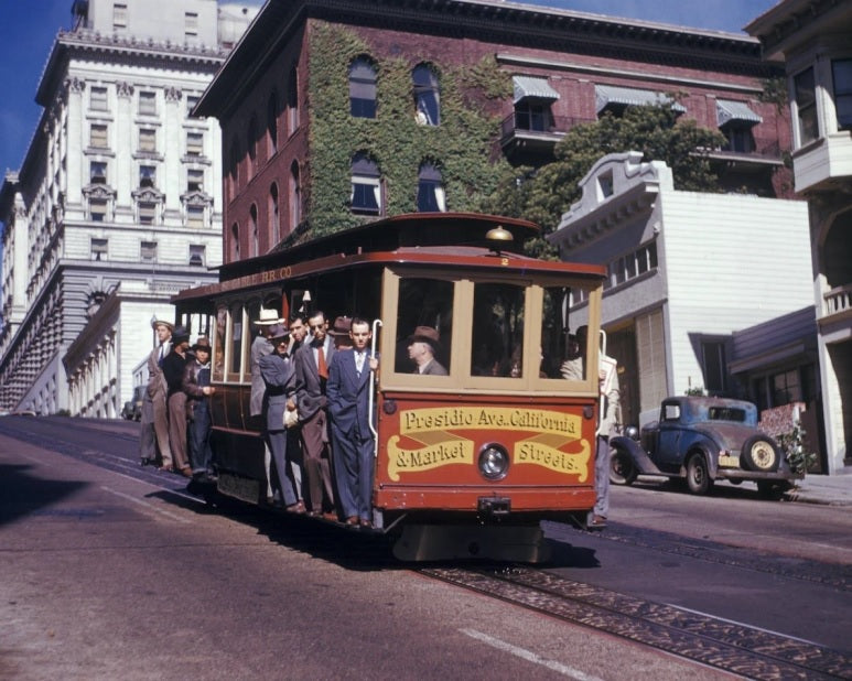 Cable Car on California Street 1947 Print