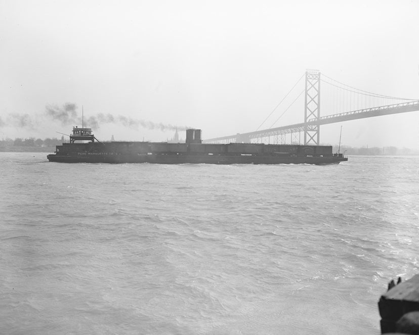 Ferry under the Ambassador Bridge 1943 Print