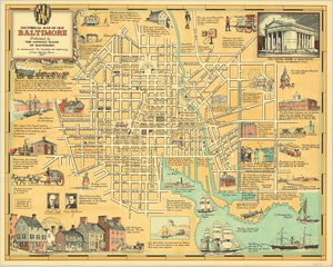 Historical Map of Old Baltimore Print