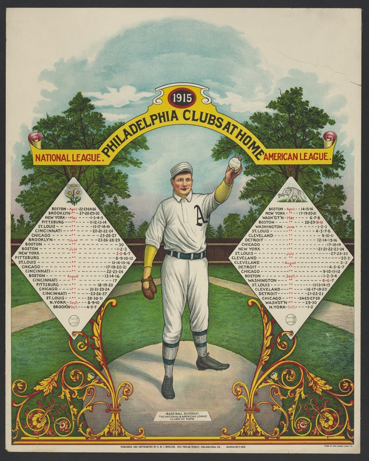 Philadelphia Club Baseball Schedule 1915 Print