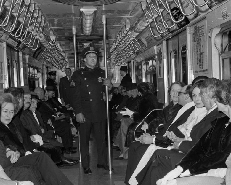 Riding the Subway 1960s Print