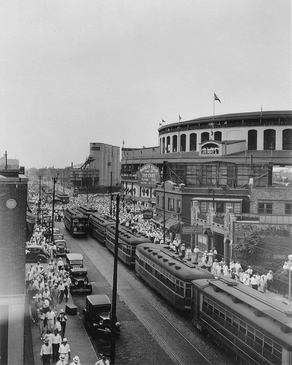 Streetcars outside Wrigley Field 1935 Print