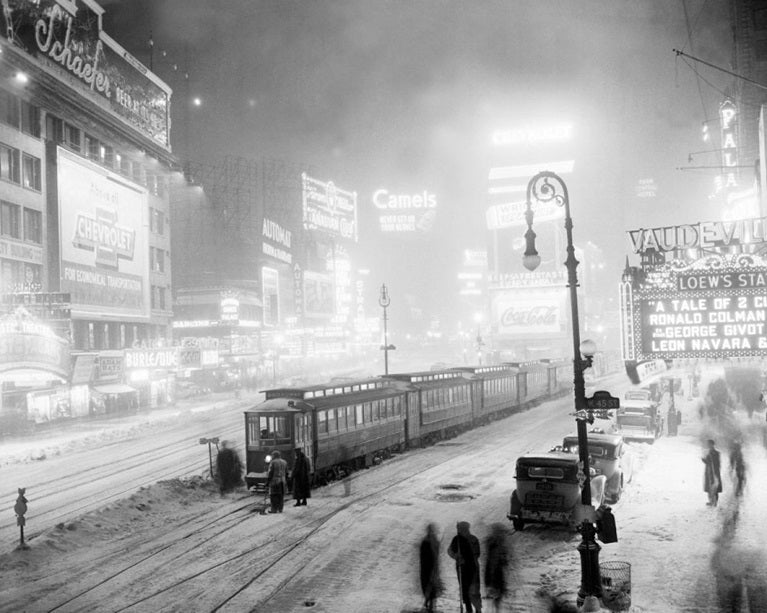 Times Square during a Blizzard 1936 Print
