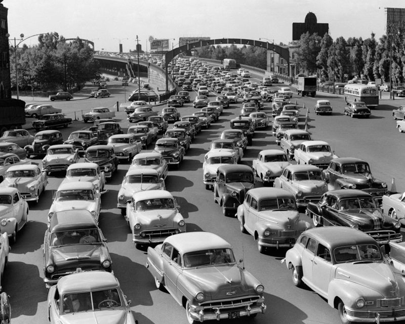 Traffic off the Ben Franklin Bridge 1950s Print