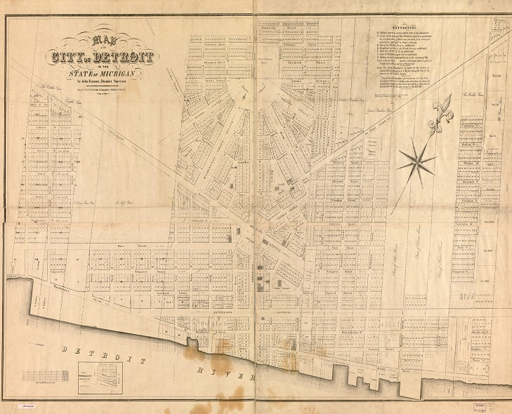 1835 Map of Detroit Print