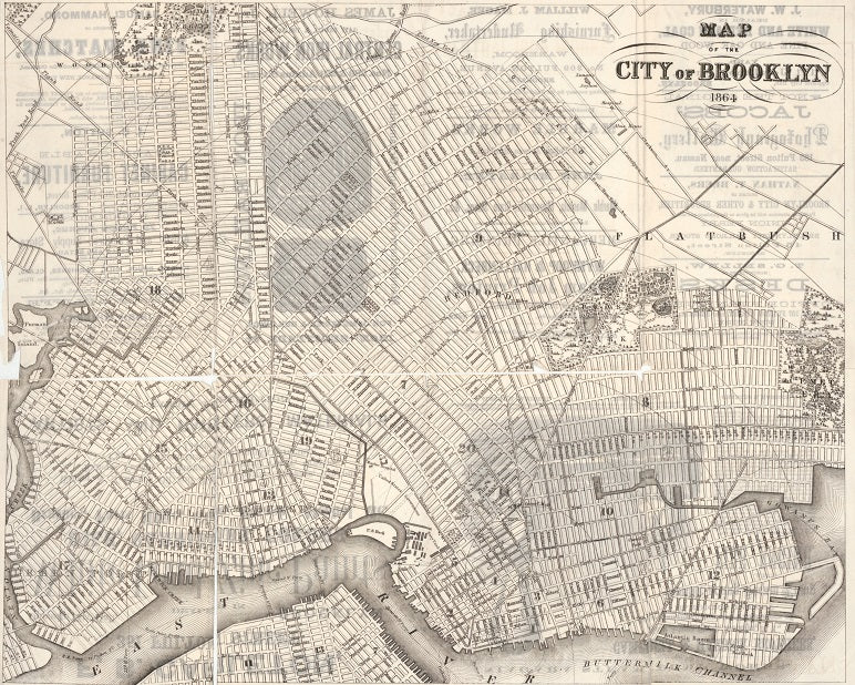 1864 Map of Brooklyn Print
