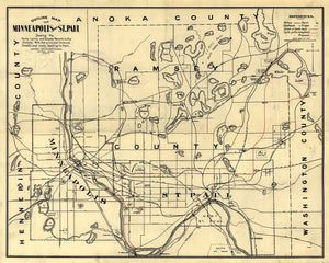 1897 Map of Minneapolis St. Paul Print