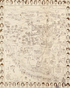 1937 Hollywood Star Map Print