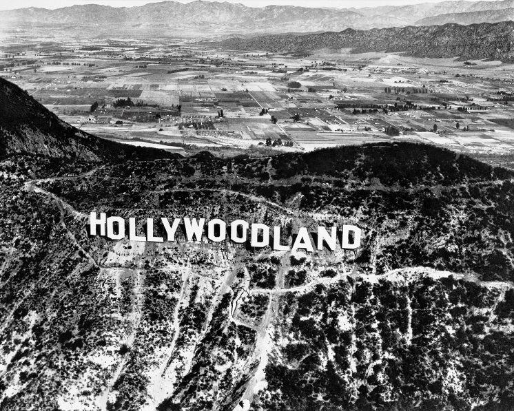 Aerial view of the Hollywoodland Sign 1920s Print
