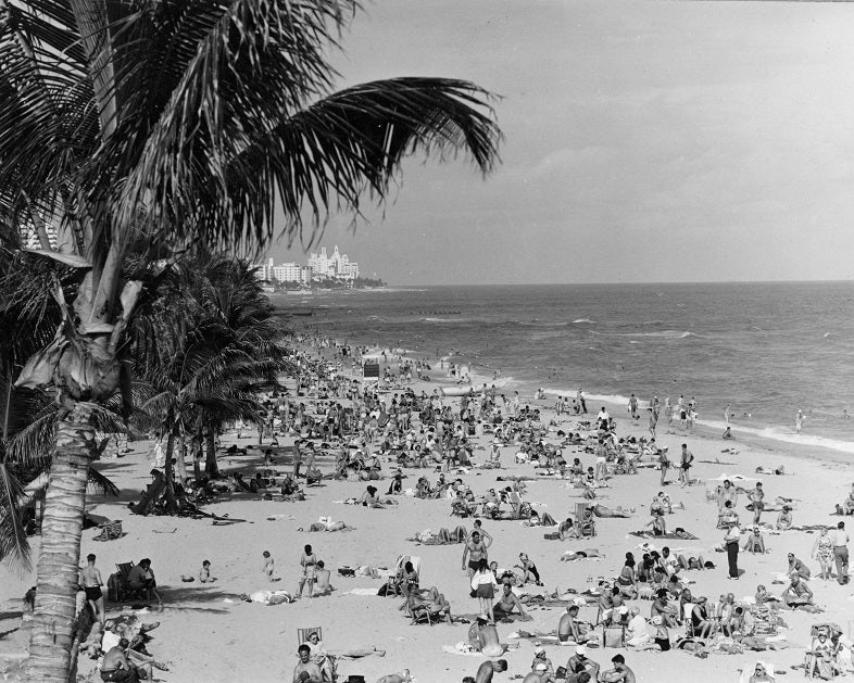 Crowded Miami Beach 1948 Print