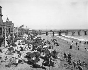Crowds on Santa Monica Beach 1900 Print