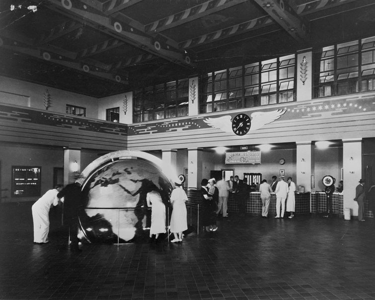 Inside Pan American Terminal 1940 Print