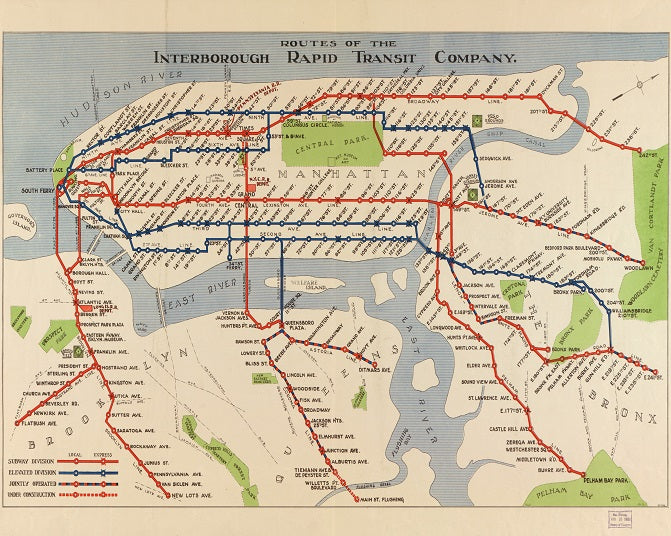 1924 Interborough Rapid Transit Map Print