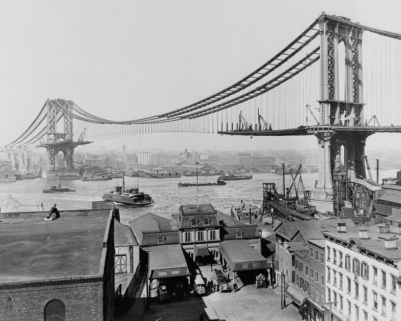 Manhattan Bridge Construction 1909 Print
