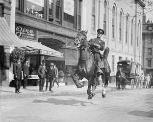 Mounted Cop on Tremont Street 1920s Print